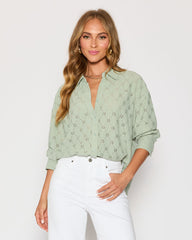 Amber Eyelet Button Down Top