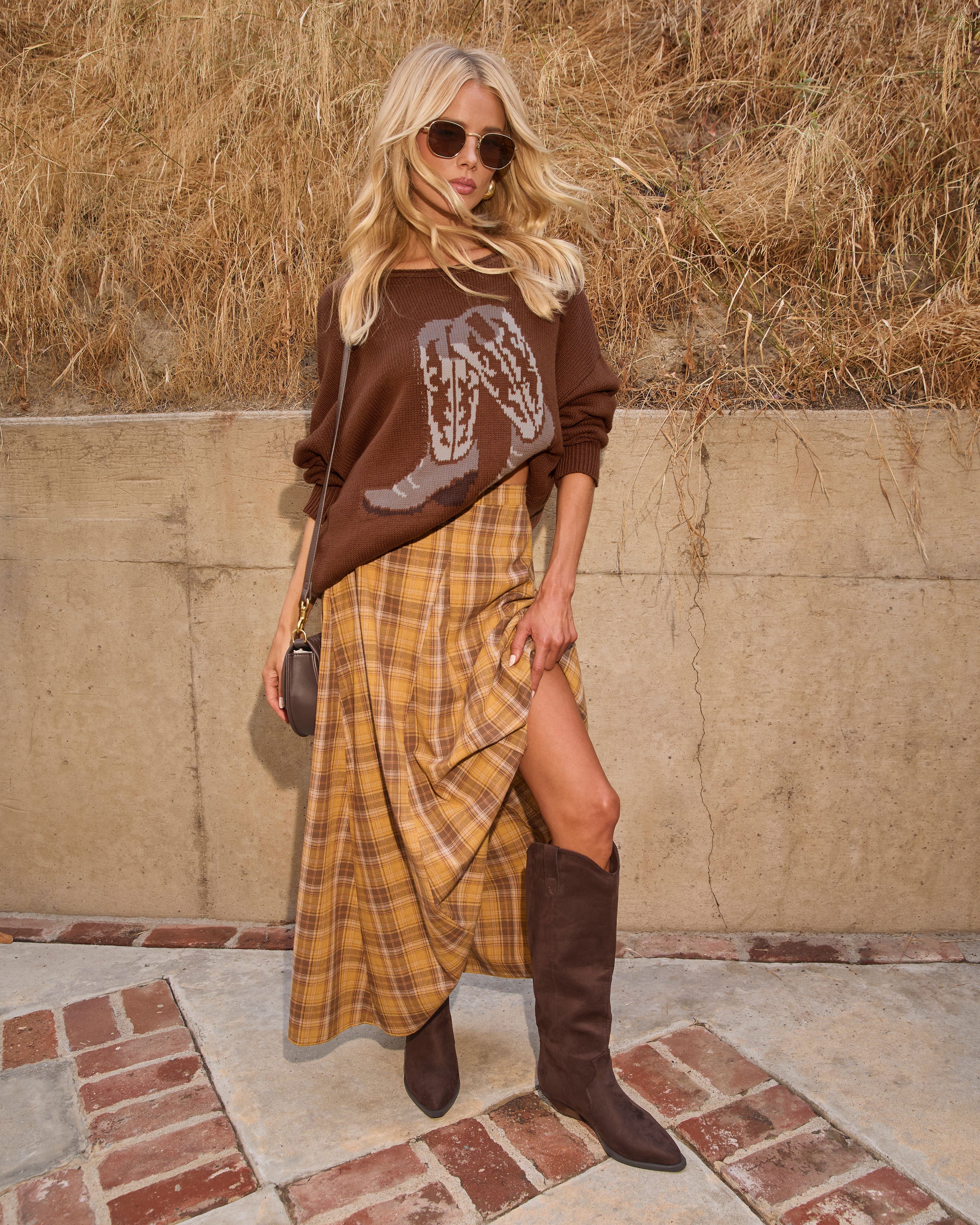 Saddle Stitch Cowboy Boots Sweater