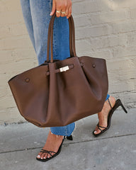 Delena Buckle Leather Tote Bag