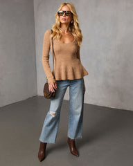 Briselle Ribbed Knit Peplum Sweater