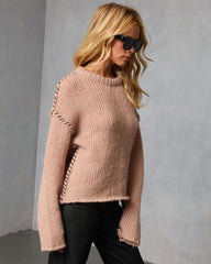 Snoozy Sundays Contrast Knit Trim Sweater