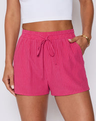 Mara Striped Cotton Pocketed Shorts