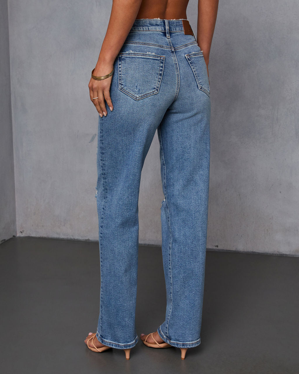 Karie Stretch Distressed Straight Leg Jeans