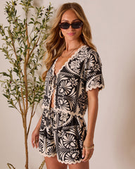 Zenya Front Tie Abstract Top