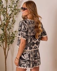 Zenya Front Tie Abstract Top