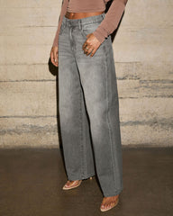 Birch Fade Rigid High Rise Barrel Jeans