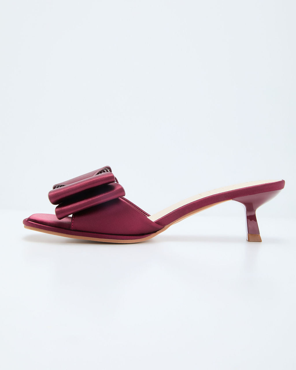Cranberry Moon Satin Bow Kitten Heels