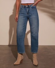 Annalisse Stretch Mid Rise Barrel Jeans