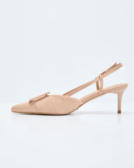 Hazel Lane Buckle Suede Slingback Heels