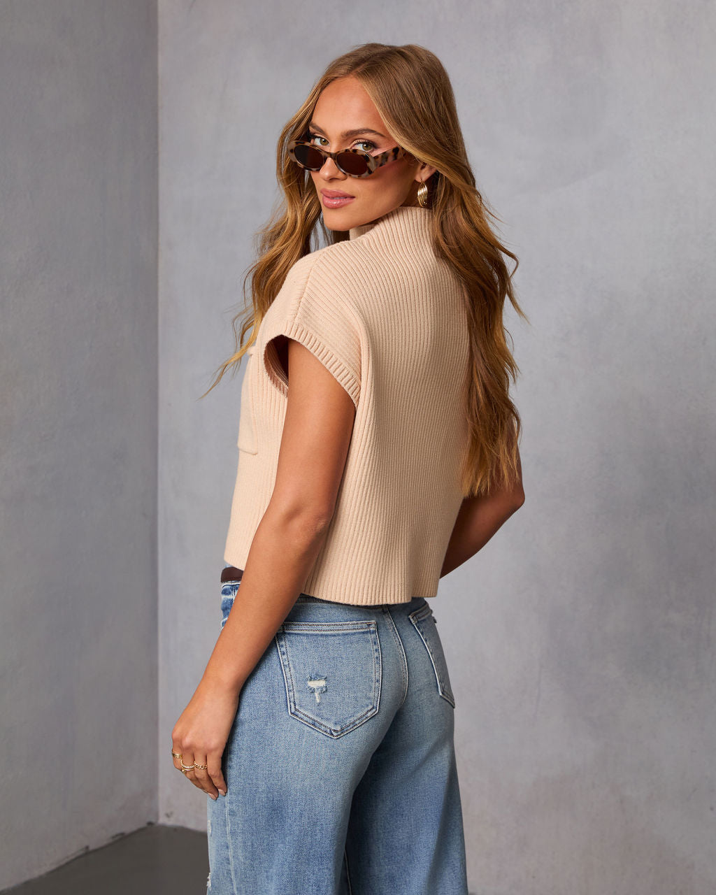 Brooke Mock Neck Short Sleeve Sweater