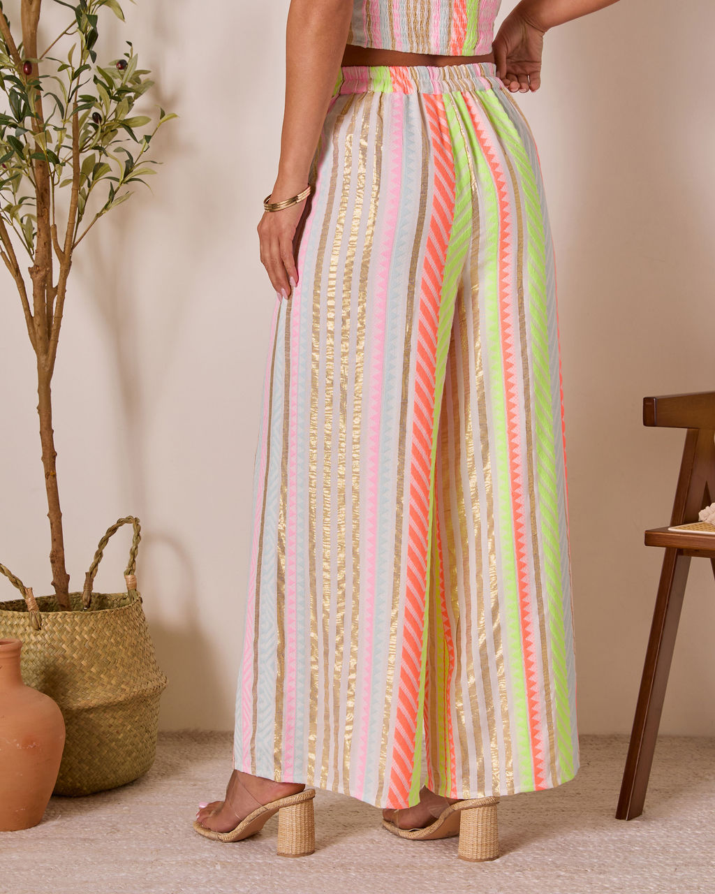 Sun Washed Abstract Wide Leg Pants