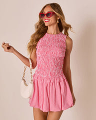 Lilianne Gingham Bubble Hem Mini Dress