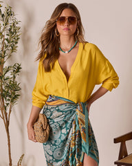 House Of Sun Satin Button Up Top