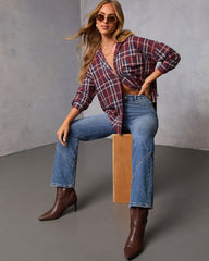 English Ivy Plaid Button Down Top