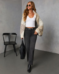 Marenne Cropped Argyle Print Cardigan