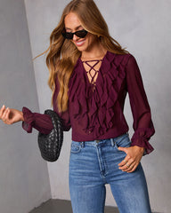 Prunella Ruffle Lace Up Top