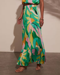 Serene Shores Tiered Floral Maxi Skirt