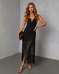 Savinah Fringe Midi Skirt