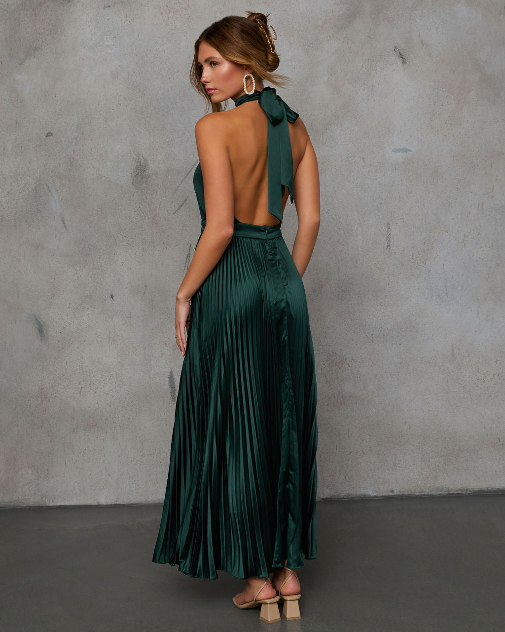 Mariena Halter Neck Plisse Maxi Dress