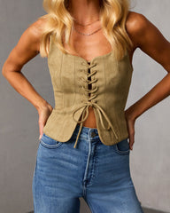 Boho Cowgirl Suede Lace Up Top