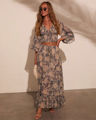 Moonlit Bloom Lace Up Maxi Skirt