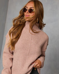 Malia Mock Neck Seamed Sweater