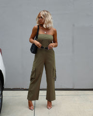 Marquette Strapless Cargo Jumpsuit